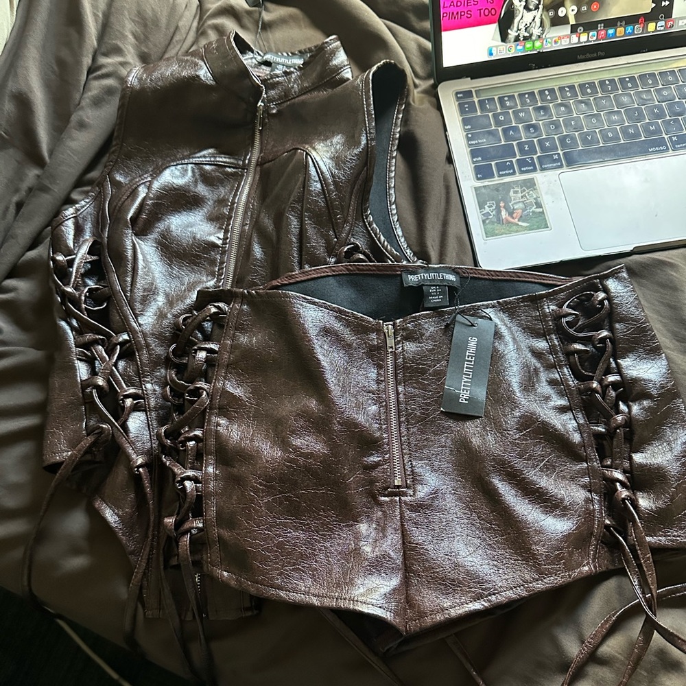 TWO PIECE LEATHER SHORT SET